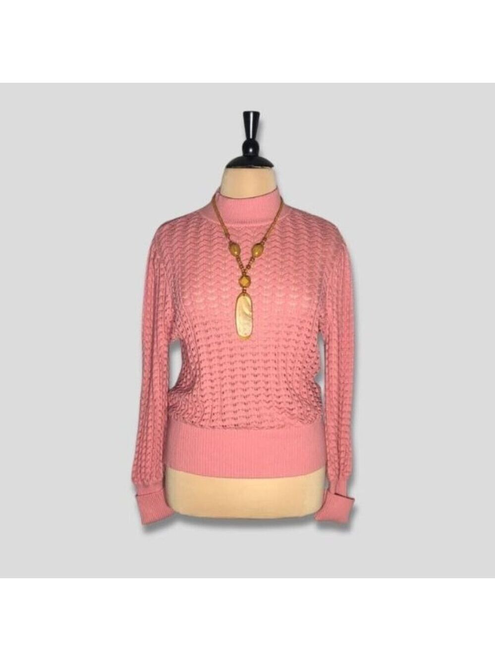 Pink crocheted sweater cotton semi-sheer ribbed fairy coquette feminine coastal